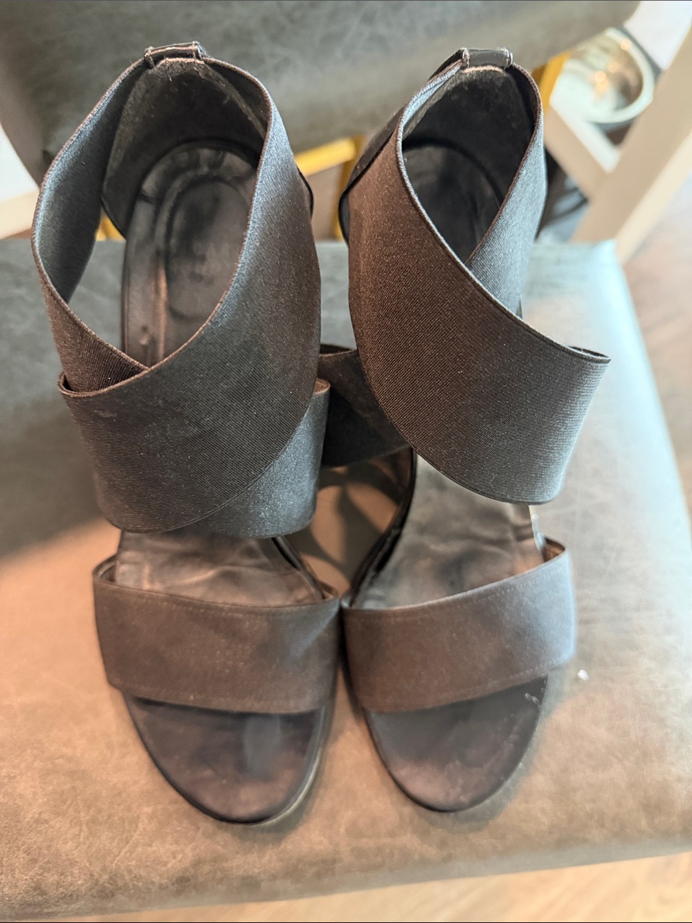 Stuart Weitzman Women’s Black Strappy Wedge Sandals